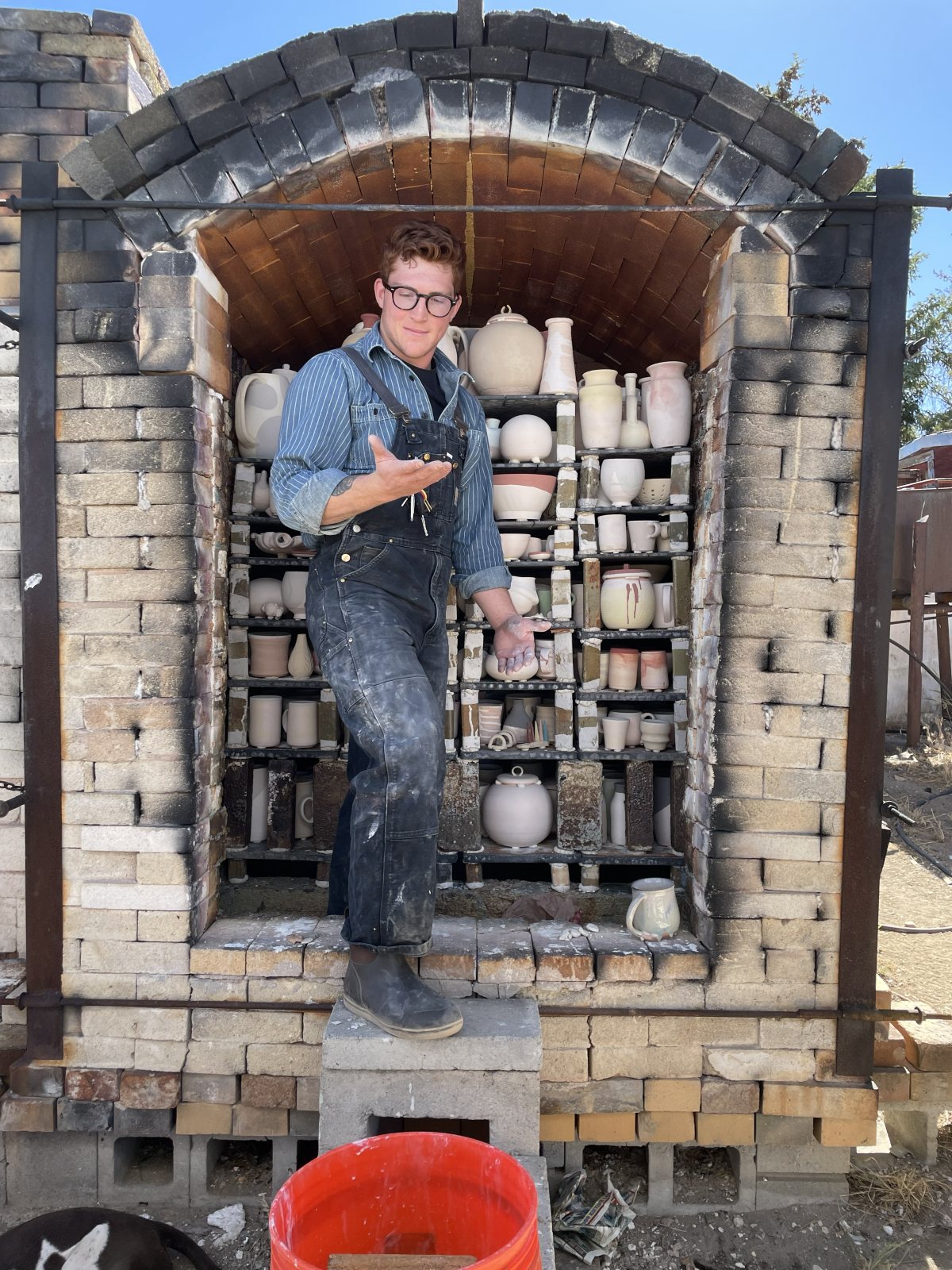 Owen Carlson at the kiln